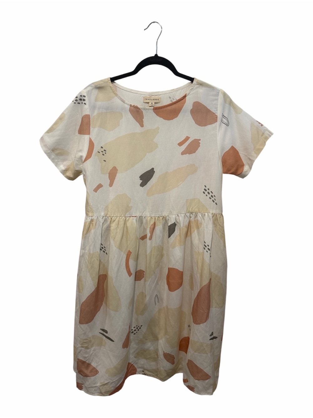 Tradlands Nico dress in Caroline print short sleeve drop waist midi dress Medium